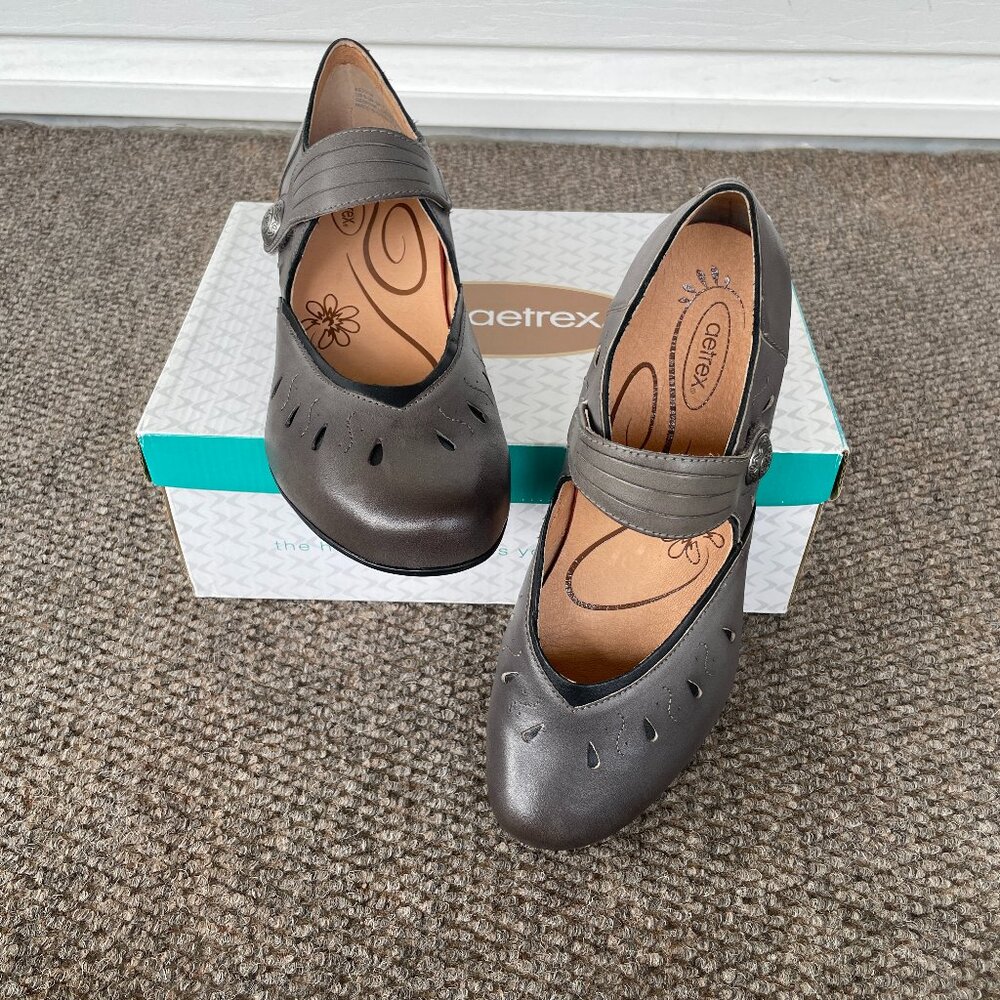 NIB Women's AETREX Rachel Mary Jane Shoes 9.5 Grey